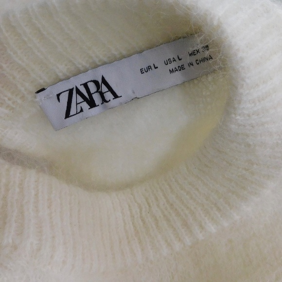 ZARA White Alpaca Wool Boxy Sleeveless Sweater Oyster White Knit Solid Large - Picture 12 of 16